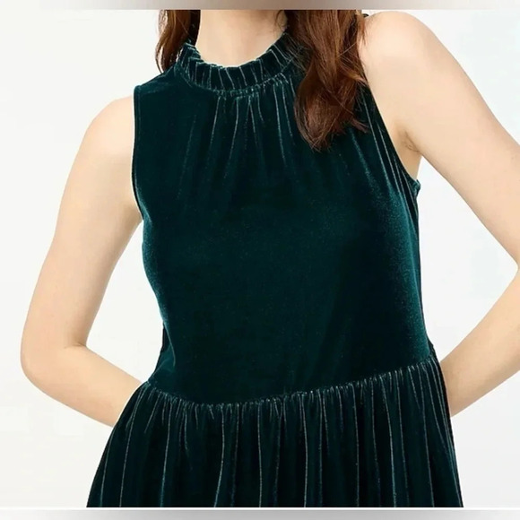 J.Crew Factory Velvet sleeveless midi dress Women’s Size 6 Color Old Forest NWT - Picture 4 of 16